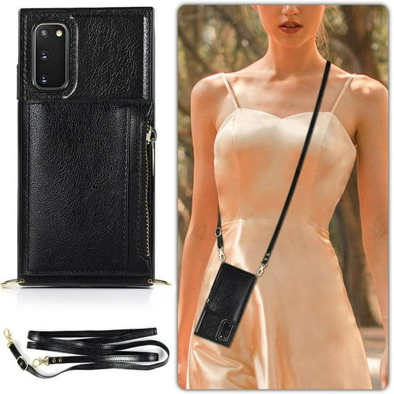 Crossbody Wallet Case for Samsung Galaxy S23 Ultra 5G, PU Leather Zipper Wallet Case with Card Slots with Removable Crossbody Wrist Strap Kickstand Magnetic Flip Case Cover - Rose Gold