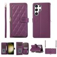 thumbnail image 1 of Crossbody Wallet Case for Samsung Galaxy S23 Ultra Chain Lanyard & Wrist Hand Strap Case with Card Slots Zipper Pocket Kickstand, Premium PU Leather Magnetic Clasp Shockproof Flip Cover, Darkpurple, 1 of 9