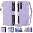 thumbnail image 1 of Crossbody Wallet Case for Samsung Galaxy S24 FE, Premium PU Leather Phone Case with RFID Blocking Card Holder Zipper, Wrist Strap & Lanyard, Flip Stand Purse Cover for Samsung Galaxy S24 FE, Purple, 1 of 6