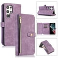 thumbnail image 1 of Crossbody Wallet Case for Samsung Galaxy S24 Ultra with Shoulder Strap Lanyard, PU Leather Flip Kickstand Cover with Card Holder Zipper Pocket Shockproof Magnetic Clasp Phone Case, Purple, 1 of 8