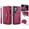 thumbnail image 1 of Crossbody Wallet Case for Samsung Galaxy S25 Edge with RFID Blocking Detachable Card Holder Wrist Strap Shoulder Strap, PU Leather Magnetic Snap Zipper Purse Flip Kickstand Phone Case,Red, 1 of 9
