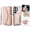 thumbnail image 1 of Crossbody Wallet Case for Samsung Galaxy S25 Edge with RFID Blocking Detachable Card Holder Wrist Strap Shoulder Strap, PU Leather Magnetic Snap Zipper Purse Flip Kickstand Phone Case,Rosegold, 1 of 9