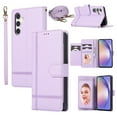 thumbnail image 1 of Crossbody Wallet Case for Samsung Galaxy S25, PU Leather Case Wallet with Lanyard Strap, Card Holder and Make-up Mirror, Full Protection Flip Stand Cover for Samsung Galaxy S25, Purple, 1 of 8