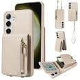 thumbnail image 1 of Crossbody Wallet Case for Samsung Galaxy S25 Plus with Card Holder, RFID-Blocking Phone Case with Zipper Purse Shoulder Strap Lanyard Magnetic Clasp Flip Cover for Samsung Galaxy S25 Plus, White, 1 of 9
