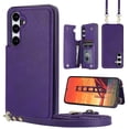 thumbnail image 1 of Crossbody Wallet Case for Samsung Galaxy S25, RFID Blocking Premium PU Leather Shoulder Strap Lanyard Shockproof Magnetic Cover with Card Holder Kickstand Case for Samsung Galaxy S25, Purple, 1 of 8