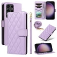 thumbnail image 1 of Crossbody Wallet Case for Samsung Galaxy S25 Ultra, with Detachable Shoulder Strap & Wrist Strap, Magnetic Clasp Flip Kickstand Card Holder, PU Leather Shockproof for Women Girls Purse Cover, Purple, 1 of 11