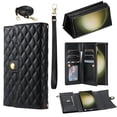 thumbnail image 1 of Crossbody Wallet Case for Samsung Galaxy S25 Ultra,[RFID Blocking] Credit Card Holder with Should Strap & Lanyard, PU Leather Zipper Purse Magnetic Flip Cover For Samsung Galaxy S25 Ultra,Black, 1 of 11
