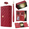 thumbnail image 1 of Crossbody Wallet Case for Samsung Galaxy S25 Ultra,[RFID Blocking] Credit Card Holder with Should Strap & Lanyard, PU Leather Zipper Purse Magnetic Flip Cover For Samsung Galaxy S25 Ultra,Red, 1 of 11
