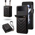 thumbnail image 1 of Crossbody Wallet Case for Samsung Galaxy Z Flip 3 with Card Slot, Magnetic Clasp Case Retro PU Leather Wrist Strap with Detachable Lanyard and Credit Card Holder Stand for Galaxy Z Flip3,Black, 1 of 13