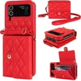thumbnail image 1 of Crossbody Wallet Case for Samsung Galaxy Z Flip 4, Purse with Credit Card Slot Holder RFID Blocking PU Leather Adjustable Lanyard Detachable Strap Wrist for Women (Red), 1 of 14