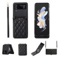 thumbnail image 1 of Crossbody Wallet Case for Samsung Galaxy Z Flip4 Chain Lanyard & Wrist Hand Strap Case with Card Slots Zipper Pocket Kickstand, Skin-Feel PU Leather Shockproof Cover, Black, 1 of 8