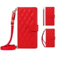 thumbnail image 1 of Crossbody Wallet Case for Samsung Galaxy Z Fold 3, Credit Card Slots Elegant PU Leather Magnetic Closure Shoulder Strap Purse Phone Case Flip Stand Full Body Protection Cover for Women Girls, Red, 1 of 8