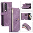 thumbnail image 1 of Crossbody Wallet Case for Samsung Galaxy Z Fold 4, Shoulder Strap Lanyard Luxury PU Leather Zipper Pocket Flip Folio Cover with Card Slots Holder Magnetic Clasp Kickstand Phone Case,Purple, 1 of 9