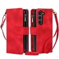 thumbnail image 1 of Crossbody Wallet Case for Samsung Galaxy Z Fold 5 RFID Blocking 9-Card Holder Vintage PU Leather Shoulder Strap Zipper Pocket Purse Phone Case for Samsung Galaxy Z Fold 5, Red, 1 of 8