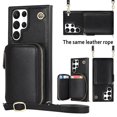 thumbnail image 1 of Crossbody Wallet Case for Samsung S22 Ultra, RFID Blocking PU Leather Zipper Handbag Purse Flip Cover, Kickstand Case with Card Slots Holder Wrist Strap Lanyard for Samsung Galaxy S22 Ultra, Black, 1 of 12