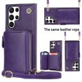 thumbnail image 1 of Crossbody Wallet Case for Samsung S22 Ultra, RFID Blocking PU Leather Zipper Handbag Purse Flip Cover, Kickstand Case with Card Slots Holder Wrist Strap Lanyard for Samsung Galaxy S22 Ultra, Purple, 1 of 12