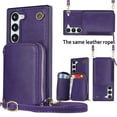 thumbnail image 1 of Crossbody Wallet Case for Samsung S23, RFID Blocking PU Leather Zipper Handbag Purse Flip Cover, Kickstand Case with Card Slots Holder Wrist Strap Lanyard for Samsung Galaxy S23, Purple, 1 of 12