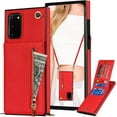 thumbnail image 1 of Crossbody Wallet Case for Samsung Galaxy Note 20 with Card Holder, Purse Cover Removable Cross Body Strap for Galaxy Note 20 Zipper Phone Case Red, 1 of 18