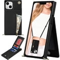 thumbnail image 1 of Crossbody Wallet Case for iPhone 15, PU Leather Zipper Handbag Purse Flip Cover with Kickstand Case for iPhone 15 ZP Black, 1 of 18