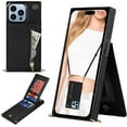 thumbnail image 1 of Crossbody Wallet Case for iPhone 15 Pro, PU Leather Zipper Handbag Purse Flip Cover with Kickstand Case for iPhone 15 Pro ZP Black, 1 of 18