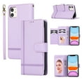 thumbnail image 1 of Crossbody Wallet Case for iPhone 11, PU Leather Case Wallet with Lanyard Strap, Card Holder and Make-up Mirror, Full Protection Anti-Scratch Flip Stand Cover for iPhone 11, Purple, 1 of 8