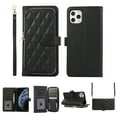 thumbnail image 1 of Crossbody Wallet Case for iPhone 11 Pro Chain Lanyard & Wrist Hand Strap Case with Card Slots Zipper Pocket Kickstand, Premium PU Leather Magnetic Clasp Shockproof Flip Cover, Black, 1 of 9