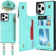 thumbnail image 1 of Crossbody Wallet Case for iPhone 11 Pro Max with Card Slot Holder,iPhone 11 Pro Max Magnetic Flip Folio Purse Case, PU Leather Zipper Handbag with Detachable Lanyard Strap 6.5 Inch (Mint Green), 1 of 14