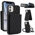 thumbnail image 1 of Crossbody Wallet Case for iPhone 11, Purse Magnetic Clasp RFID Blocking Card Holder, Elegant PU Leather Flip Kickstand Shockproof Protective Cover for iPhone 11, Black, 1 of 8