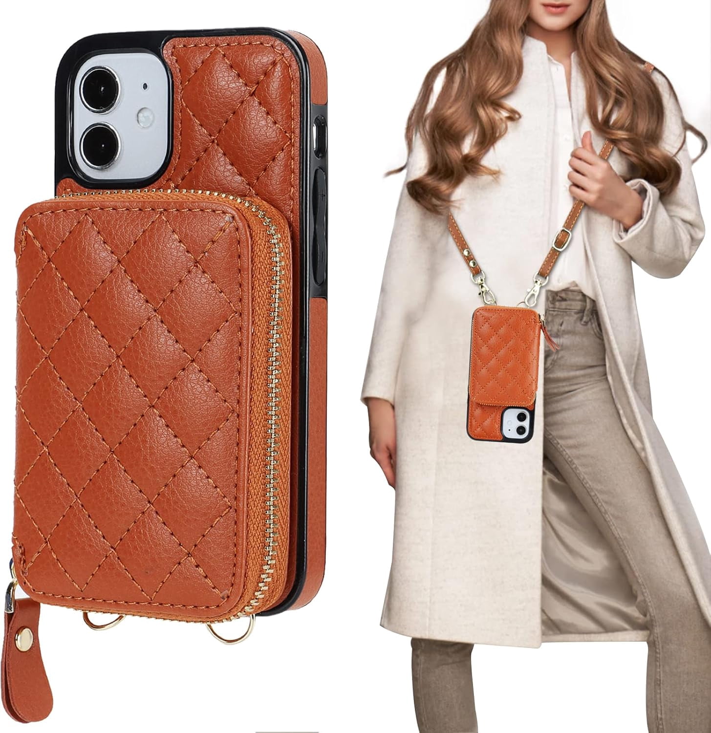 Crossbody Wallet Case for iPhone 12 Mini, RFID Blocking PU Leather ...
