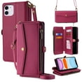 thumbnail image 1 of Crossbody Wallet Case for iPhone 12 Pro / 12, with RFID Blocking Card Holder, PU Leather Zipper Wallet Detachable Magnetic Phone Case,Shockproof Protective Cover with pocket Credit Card Slots,Red, 1 of 11