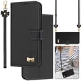 thumbnail image 1 of Crossbody Wallet Case for iPhone 12 Pro Max, Magnetic Closure Shoulder Strap & Wrist Strap PU Leather Flip Stand Case with Card Holder RFID Blocking Cash Purse Phone Cover for Women,Black, 1 of 12
