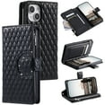 thumbnail image 1 of Crossbody Wallet Case for iPhone 13 Glitter PU Leather Phone Case with Card Slots Stand Wrist Strap Cover Magnetic Closure Flip Handbag Zipper Purse Case for Women Girls, Black, 1 of 11