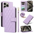 thumbnail image 1 of Crossbody Wallet Case for iPhone 13 Pro Max, Credit Card Slots Elegant PU Leather Magnetic Closure Shoulder Strap Purse Phone Case Flip Kickstand Full Body Protection Cover for Women Girls, Purple, 1 of 13
