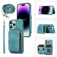 thumbnail image 1 of Crossbody Wallet Case for iPhone 13 Pro Max, Zipper Pocket Case with Card Holder, PU Leather Protective Cover Case with Kickstand Detachable Wrist Strap Lanyard for 6.7", Green, 1 of 7