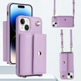 thumbnail image 1 of Crossbody Wallet Case for iPhone 14 Card Slots Holder, Magnetic Snap Flip Folio Purse Case PU Leather Handbag with Detachable Shoulder Strap for iPhone 14, Purple, 1 of 9