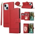 thumbnail image 1 of Crossbody Wallet Case for iPhone 14 Plus, PU Leather Case Wallet with Lanyard Strap, Card Holder and Make-up Mirror, Full Protection Anti-Scratch Flip Stand Cover for iPhone 14 Plus, Red, 1 of 8