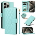 thumbnail image 1 of Crossbody Wallet Case for iPhone 14 Pro, Credit Card Slots Elegant PU Leather Magnetic Closure Shoulder Strap Purse Phone Case Flip Kickstand Full Body Protection Cover for Women Girls, Green, 1 of 13