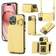 thumbnail image 1 of Crossbody Wallet Case for iPhone 15 Plus with Lens Protective Film, Folio PU Leather Case with Card Holder, Shockproof Protection Ring Buckle Phone Case for iPhone 15 Plus, Yellow, 1 of 8