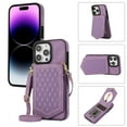 thumbnail image 1 of Crossbody Wallet Case for iPhone 16 Pro with Card Holder, Removable Neck Strap/Shoulder Strap Kickstand Slim Purse Hidden Mirror Back Phone Cover for iPhone 16 Pro, Purple, 1 of 11