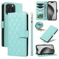 thumbnail image 1 of Crossbody Wallet Case for iPhone 16 Pro Max, with Detachable Shoulder Strap & Wrist Strap, Magnetic Clasp Flip Kickstand Card Holder, PU Leather Shockproof for Women Girls Purse Cover, Green, 1 of 14