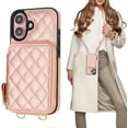 thumbnail image 1 of Crossbody Wallet Case for iPhone 16, RFID Blocking PU Leather Zipper Handbag Purse Flip Cover, Kickstand Folio Case with Card Slots Holder Wrist Strap Lanyard 5G 6.1 Inch (Rose Gold), 1 of 15