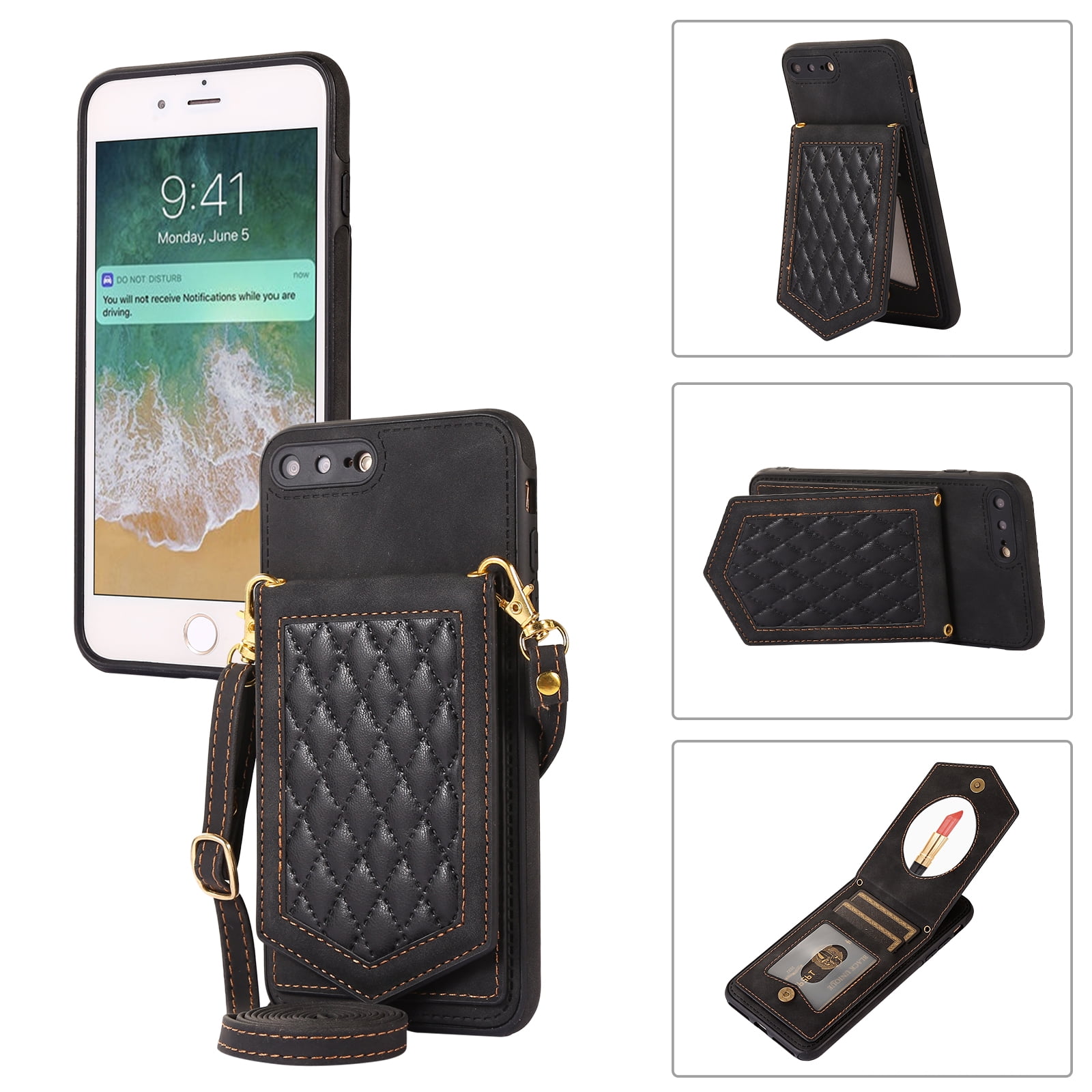 GetUSCart- Bocasal RFID Blocking Wallet Case for iPhone 13 Pro Max,  Adjustable Crossbody Zipper Purse Case Card Holder with Kickstand  Detachable Wrist Strap, PU Leather Flip Folio Case 6.7 Inch 5G (Rose Gold)