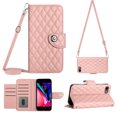 thumbnail image 1 of Crossbody Wallet Case for iPhone 7 / 8 / SE 2020 / SE 2022 RFID Blocking Elegant Premium Leather Purse with Credit Card Holder, Shoulder Strap Kickstand Handbag Flip Cover, Coralpink, 1 of 8