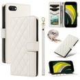 thumbnail image 1 of Crossbody Wallet Case for iPhone 7 / iPhone 8 / iPhone SE 2022 & 2020, with Detachable Shoulder Strap & Wrist Strap, Magnetic Clasp Kickstand Card Holder, PU Leather Shockproof Purse Cover, White, 1 of 9