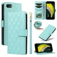 thumbnail image 1 of Crossbody Wallet Case for iPhone 7 / iPhone 8 / iPhone SE 2022 & 2020, with Detachable Shoulder Strap & Wrist Strap, Magnetic Clasp Kickstand Card Holder, PU Leather Shockproof Purse Cover, Green, 1 of 9