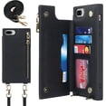 thumbnail image 1 of Crossbody Wallet Case for iPhone 8 Plus/iPhone 7 Plus with Card Slot Holder,Magnetic Flip Folio Purse Case, PU Leather Zipper Handbag with Detachable Lanyard Strap 5.5 Inch (Black), 1 of 16