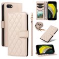 thumbnail image 1 of Crossbody Wallet Case for iPhone 8 Plus / iPhone 7 Plus, Credit Card Slots Elegant PU Leather Magnetic Closure Shoulder Strap Purse Phone Case Flip Stand Full Protection Cover, Beige, 1 of 9
