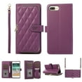 thumbnail image 1 of Crossbody Wallet Case for iPhone SE 2022&2020/ iPhone 8/ iPhone 7 Chain Lanyard & Wrist Hand Strap Case with Card Slots Zipper Pocket Kickstand, Premium PU Leather Magnetic Clasp Flip Cover,Darkpurple, 1 of 9