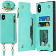 thumbnail image 1 of Crossbody Wallet Case for iPhone X/iPhone Xs with Card Slot Holder,Magnetic Flip Folio Purse Case, PU Leather Zipper Handbag with Detachable Lanyard Strap 5.8 Inch (Mint Green), 1 of 16
