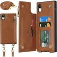 thumbnail image 1 of Crossbody Wallet Case for iPhone XR with Card Slot Holder,iPhone XR Magnetic Flip Folio Purse Case, PU Leather Zipper Handbag with Detachable Lanyard Strap 6.1 Inch (Brown), 1 of 16